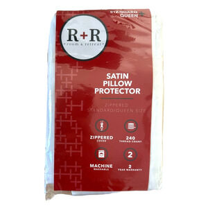 R+R Room + Retreat Satin Pillow Protector - Zippered Standard/Queen Size 20"x28"